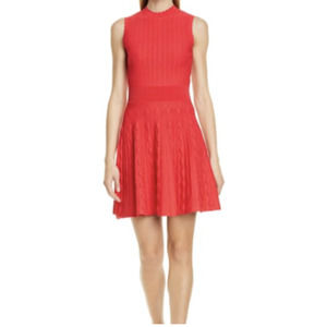 Ted Baker Skater Dress 10 Red scallop knit